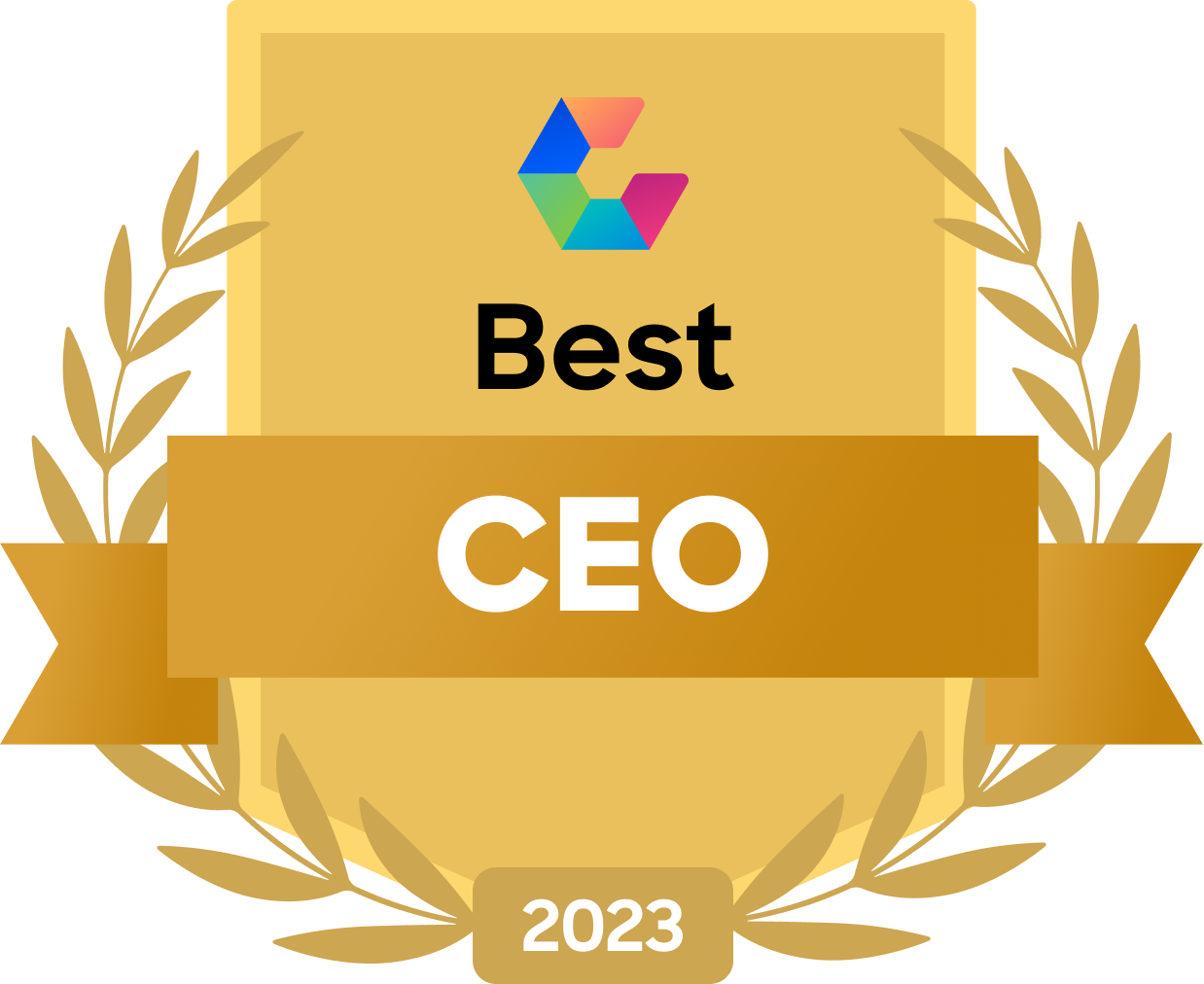Comparably Best CEO 2023 award badge