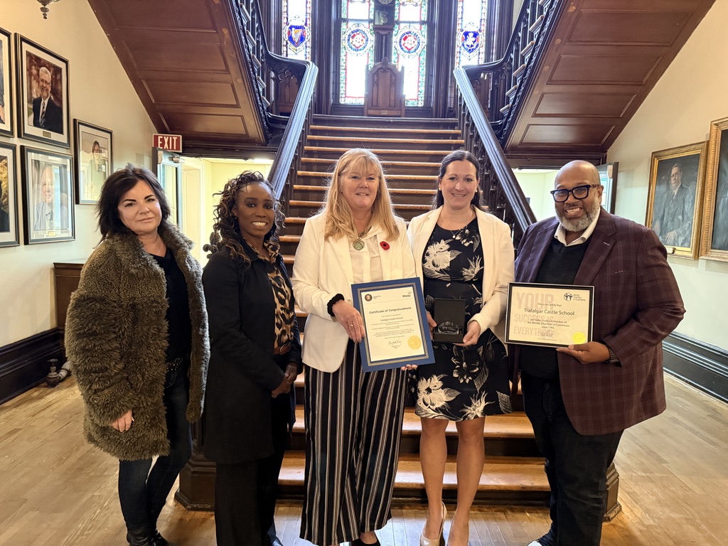 Ross with educators at Trafalgar Castle School certificate ceremony